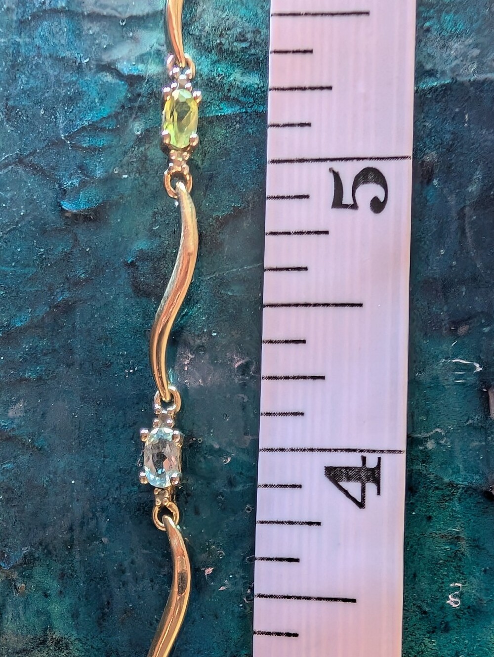 Delicate Multi-Gemstone Gold Plated Sterling Silver Bracelet Topaz Garnet 7.5" - Picture 12 of 16